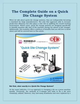 the complete guide on a quick die change system