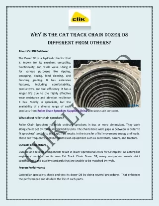Why is the Cat Track Chain Dozer D8 Different from Others?