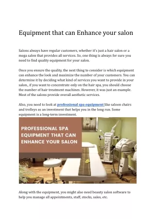 Equipment that can Enhance your salon