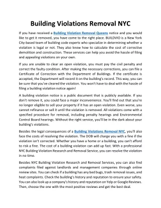 Building Violations Removal NYC