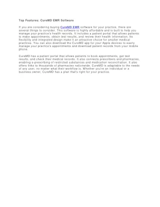 top features curemd emr software