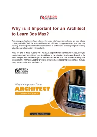 why is it important for an architect to learn