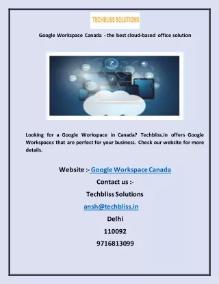 Google Workspace Canada  the best cloud-based office solution