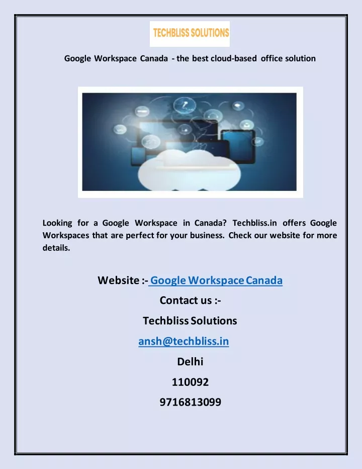google workspace canada the best cloud based