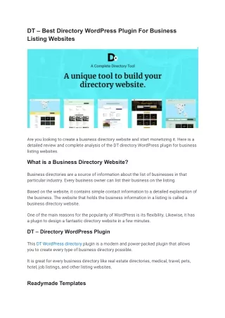 DT – Best Directory WordPress Plugin