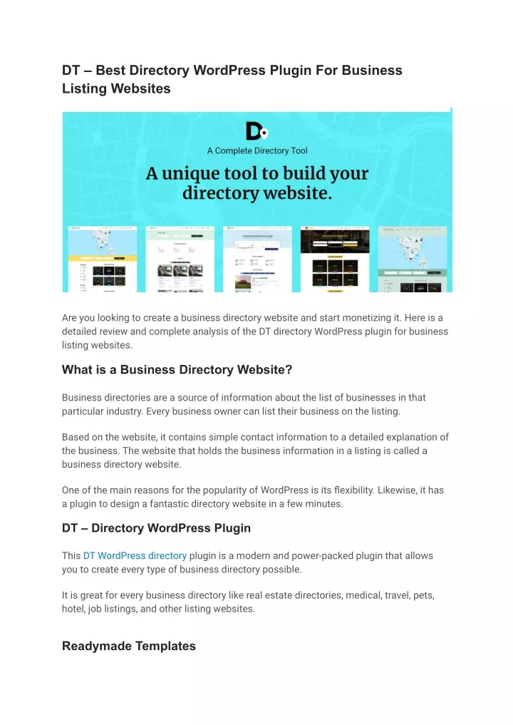 dt best directory wordpress plugin for business