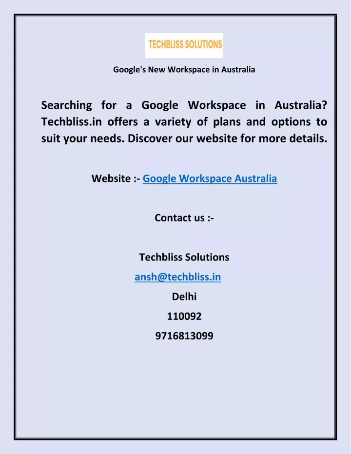 google s new workspace in australia