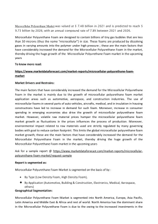 Microcellular Polyurethane Foam Market