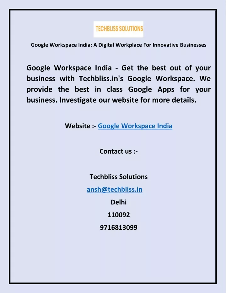 google workspace india a digital workplace