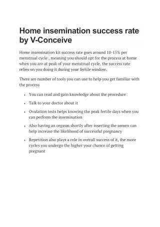 home insemination success rate by v conceive