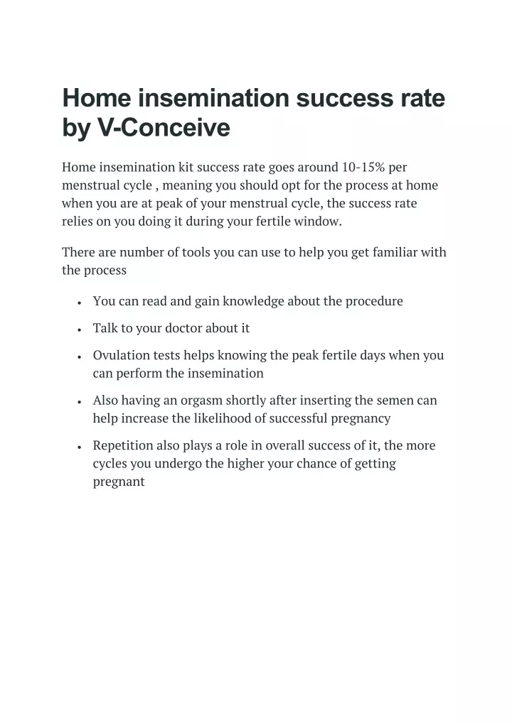 home insemination success rate by v conceive