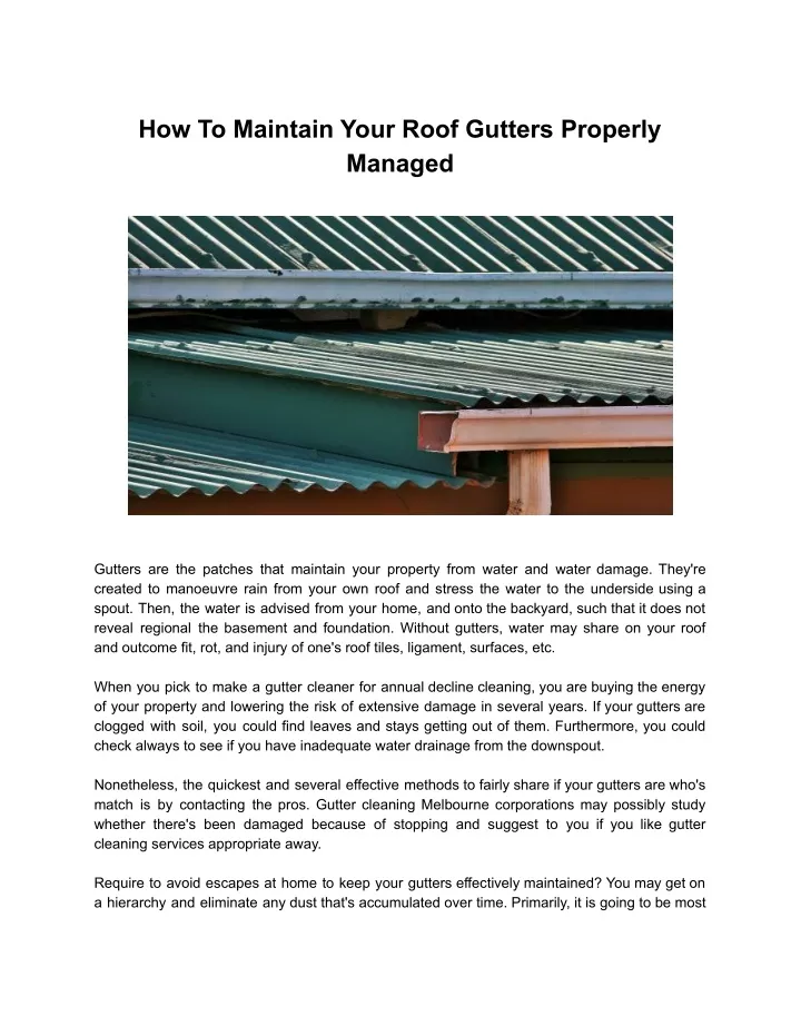 how to maintain your roof gutters properly managed