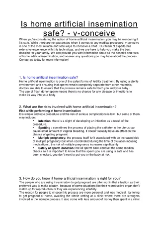 is home artificial insemination safe v conceive