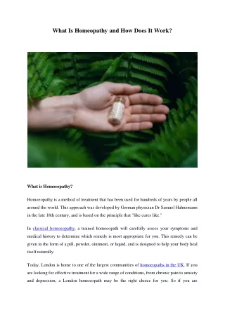 What Is Homeopathy and How Does It Work?