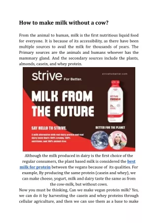 How to make milk without a cow
