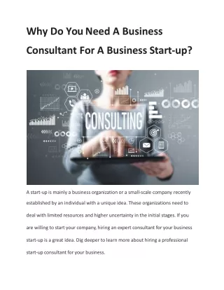 Why Do You Need A Business Consultant For A Business Start-up