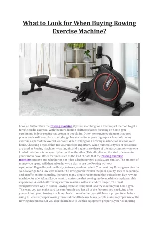 What to Look for When Buying Rowing Exercise Machine