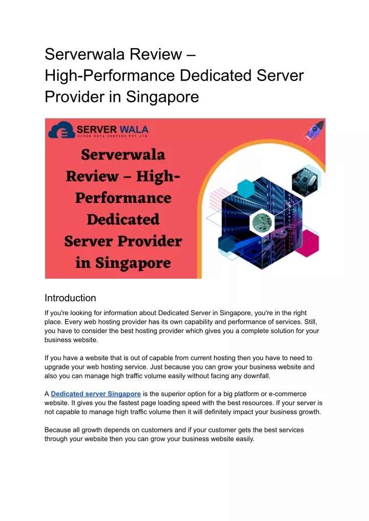 serverwala review high performance dedicated