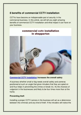 8 benefits of commercial CCTV installation
