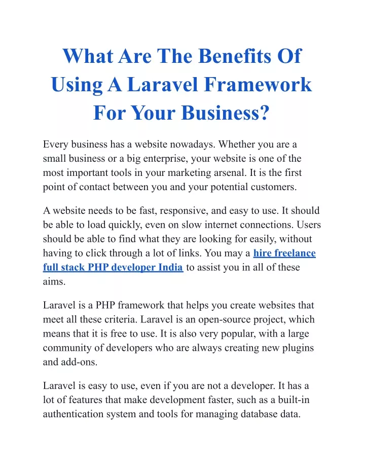what are the benefits of using a laravel