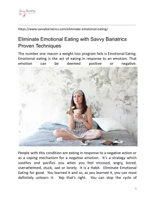 Eliminate Emotional Eating with Savvy Bariatrics Proven Techniques