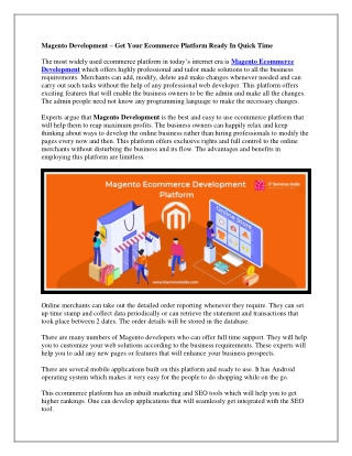 magento development get your ecommerce platform