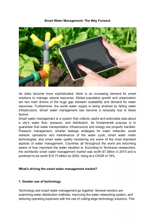 Smart Water Management_ The Way Forward