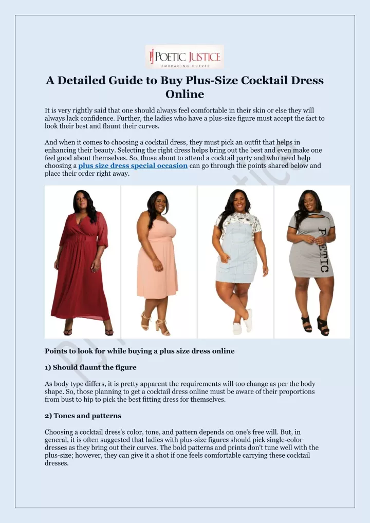 a detailed guide to buy plus size cocktail dress