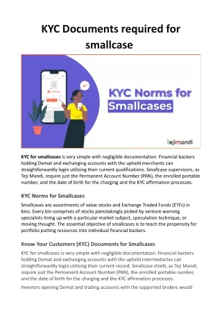 kyc documents required for smallcase
