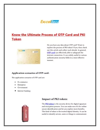 Know the Ultimate Process of OTP Card and PKI Token