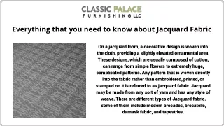 Everything that you need to know about Jacquard Fabric