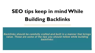 SEO tips keep in mind While Building Backlinks