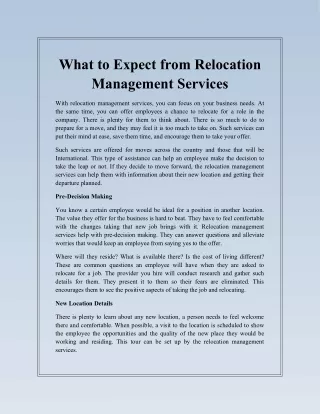 What to Expect from Relocation Management Services