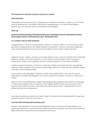 the importance of potential corporate customers