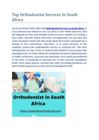 Top Orthodontist Services In South Africa