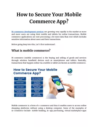 How to Secure Your Mobile Commerce App
