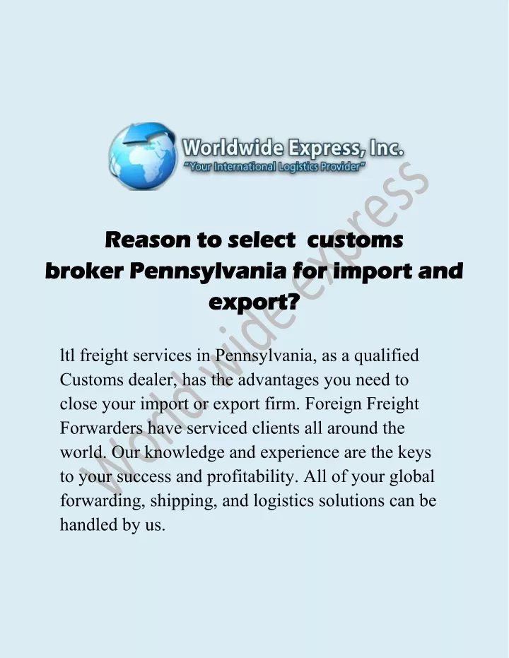 reason reason to pennsylvania for export export