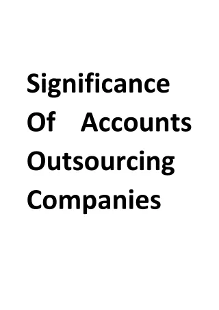 Significance Of Accounts Outsourcing Companies