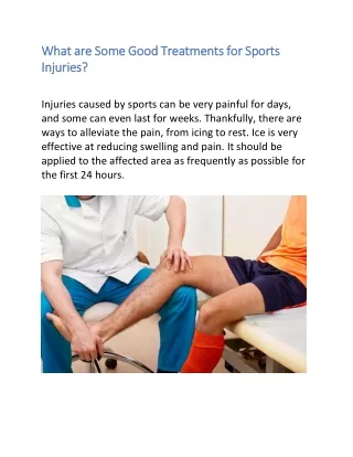 What are Some Good Treatments for Sports Injuries