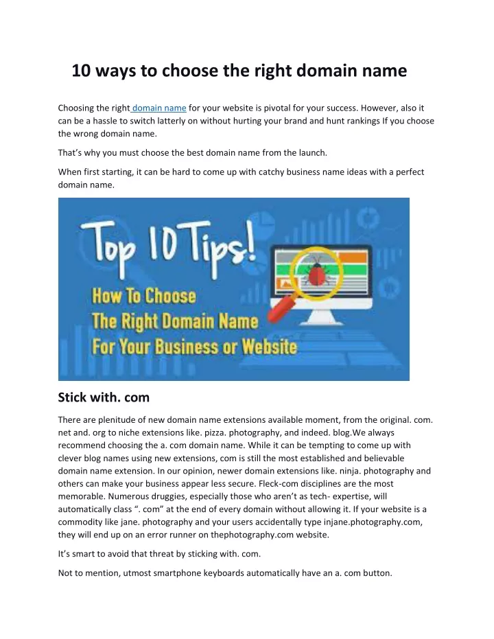 Ppt 10 Ways To Choose The Right Domain Name Powerpoint Presentation