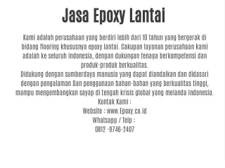 Jasa Epoxy Lantai