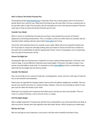 how to choose the perfect fountain pen