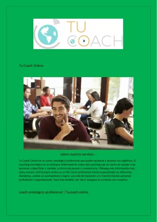 coach ontologico profesional  Tucoach.online