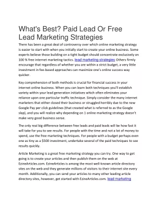 what s best paid lead or free lead marketing