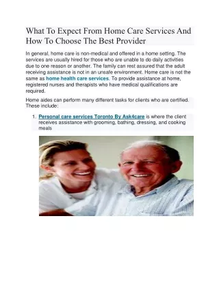 What To Expect From Home Care Services And How To Choose The Best Provider