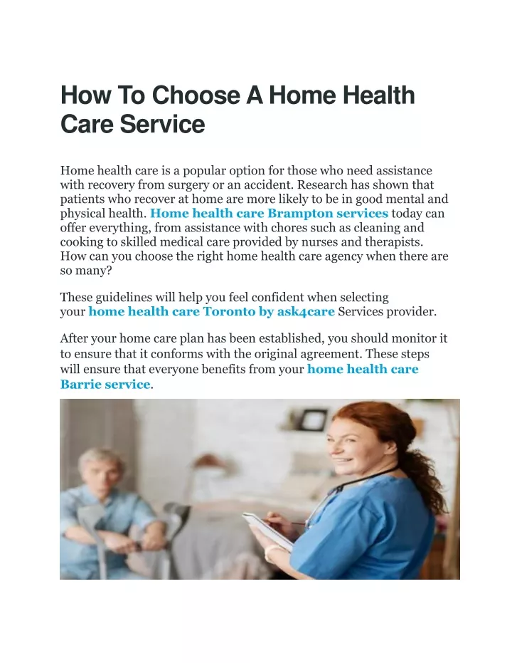 how to choose a home health care service