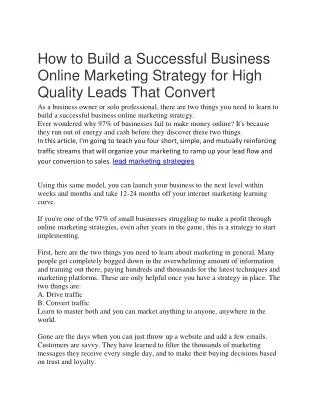 how to build a successful business online