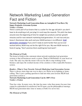 network marketing lead generation fact