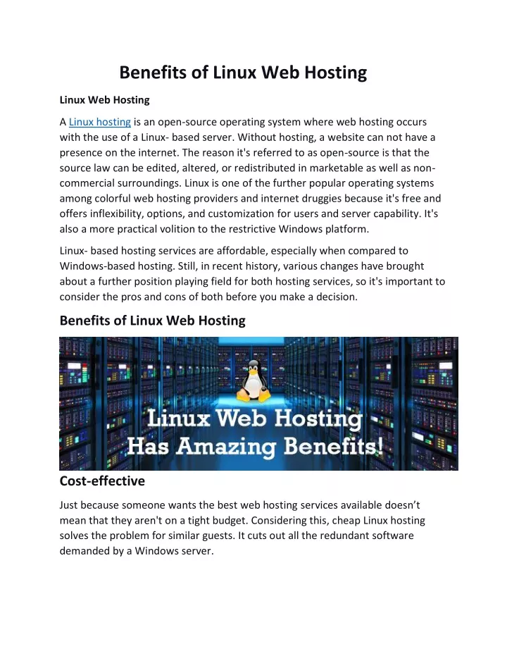 benefits of linux web hosting