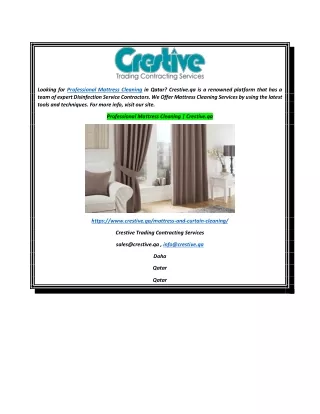 Professional Mattress Cleaning  Crestive.qa